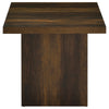 Darla Square Side-End Table with Block Style Base | Brown Wood 24"
