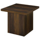Darla Square Side-End Table with Block Style Base | Brown Wood 24"