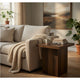 Darla Square Side-End Table with Block Style Base | Brown Wood 24"