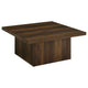 Darla Square Cocktail Coffee Table | Block Style Base | Brown Wood 36"