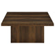 Darla Square Cocktail Coffee Table | Block Style Base | Brown Wood 36"