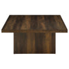 Darla Square Cocktail Coffee Table | Block Style Base | Brown Wood 36"