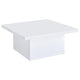 Darla Square Coffee Table | Block Style Base | White Gloss Wood 36"