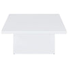 Darla Square Coffee Table | Block Style Base | White Gloss Wood 36"