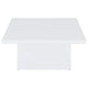 Darla Square Coffee Table | Block Style Base | White Gloss Wood 36"