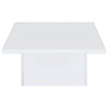 Darla Square Coffee Table | Block Style Base | White Gloss Wood 36"