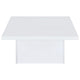 Darla Square Coffee Table | Block Style Base | White Gloss Wood 36"