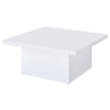 Darla Square Coffee Table | Block Style Base | White Gloss Wood 36"