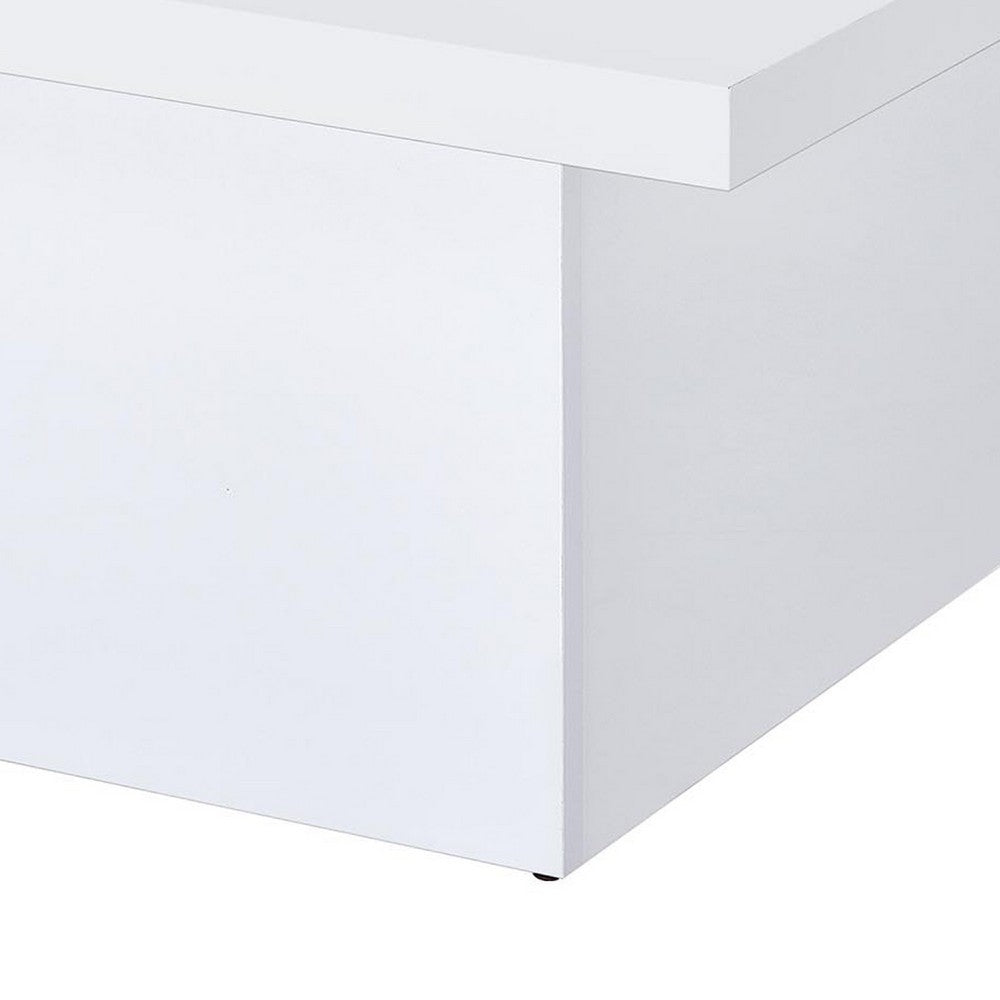 Darla Square Coffee Table | Block Style Base | White Gloss Wood 36"