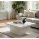 Darla Square Coffee Table | Block Style Base | White Gloss Wood 36"