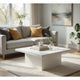 Darla Square Coffee Table | Block Style Base | White Gloss Wood 36"
