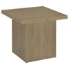 Darla Square Side-End Table | Block-Like Base | Latte Brown Wood 24"