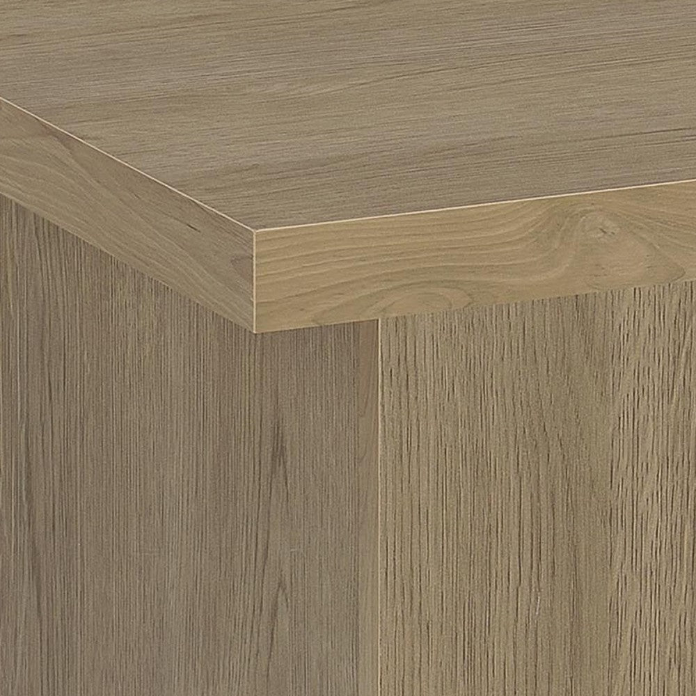 Darla Square Side-End Table | Block-Like Base | Latte Brown Wood 24"