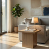 Darla Square Side-End Table | Block-Like Base | Latte Brown Wood 24"