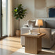 Darla Square Side-End Table | Block-Like Base | Latte Brown Wood 24"