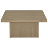 Darla Square Cocktail Coffee Table | Pedestal Base | Brown Wood 36"