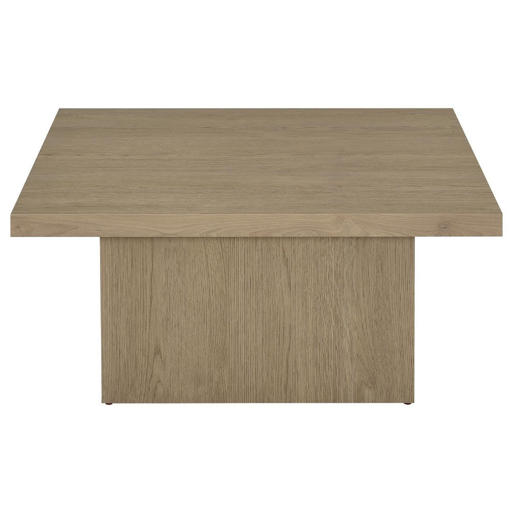 Darla Square Cocktail Coffee Table | Pedestal Base | Brown Wood 36"