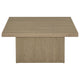 Darla Square Cocktail Coffee Table | Pedestal Base | Brown Wood 36"