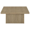 Darla Square Cocktail Coffee Table | Pedestal Base | Brown Wood 36"