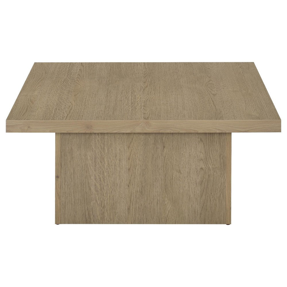 Darla Square Cocktail Coffee Table | Pedestal Base | Brown Wood 36"