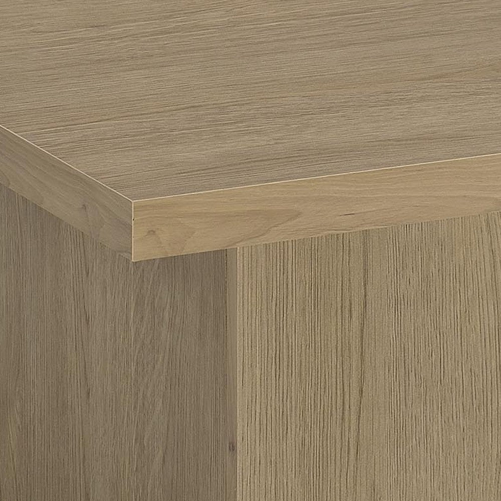 Darla Square Cocktail Coffee Table | Pedestal Base | Brown Wood 36"