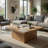 Darla Square Cocktail Coffee Table | Pedestal Base | Brown Wood 36"