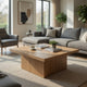 Darla Square Cocktail Coffee Table | Pedestal Base | Brown Wood 36"