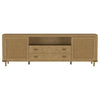 Fij TV St& Media Console w Drawers | Rattan Cane Doors | Brown Wood 80"