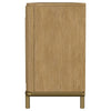 Fij TV St& Media Console w Drawers | Rattan Cane Doors | Brown Wood 80"