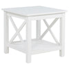 Yuzie Side End Table with Open Shelf | X-Side Frame | White Wood 20"