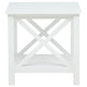 Yuzie Side End Table with Open Shelf | X-Side Frame | White Wood 20"