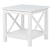 Yuzie Side End Table with Open Shelf | X-Side Frame | White Wood 20"