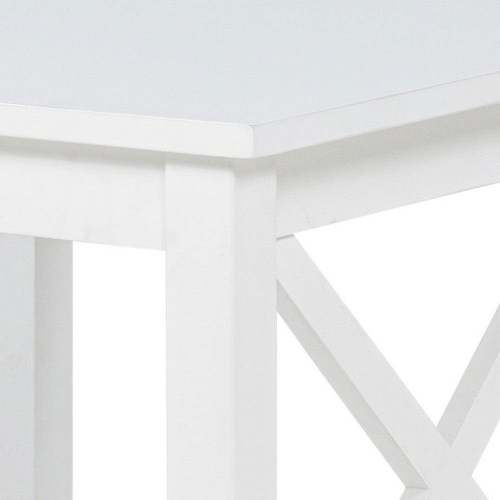 Yuzie Side End Table with Open Shelf | X-Side Frame | White Wood 20"