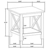 Yuzie Side End Table with Open Shelf | X-Side Frame | White Wood 20"