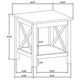 Yuzie Side End Table with Open Shelf | X-Side Frame | White Wood 20"