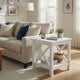 Yuzie Side End Table with Open Shelf | X-Side Frame | White Wood 20"