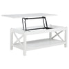 Yuzie Lift-Top Coffee Table with Hidden Storage and Shelf | White Wood 44"