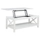Yuzie Lift-Top Coffee Table with Hidden Storage and Shelf | White Wood 44"