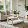 Yuzie Lift-Top Coffee Table with Hidden Storage and Shelf | White Wood 44"