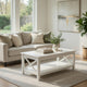 Yuzie Lift-Top Coffee Table with Hidden Storage and Shelf | White Wood 44"