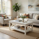 Yuzie Lift-Top Coffee Table with Hidden Storage and Shelf | White Wood 44"