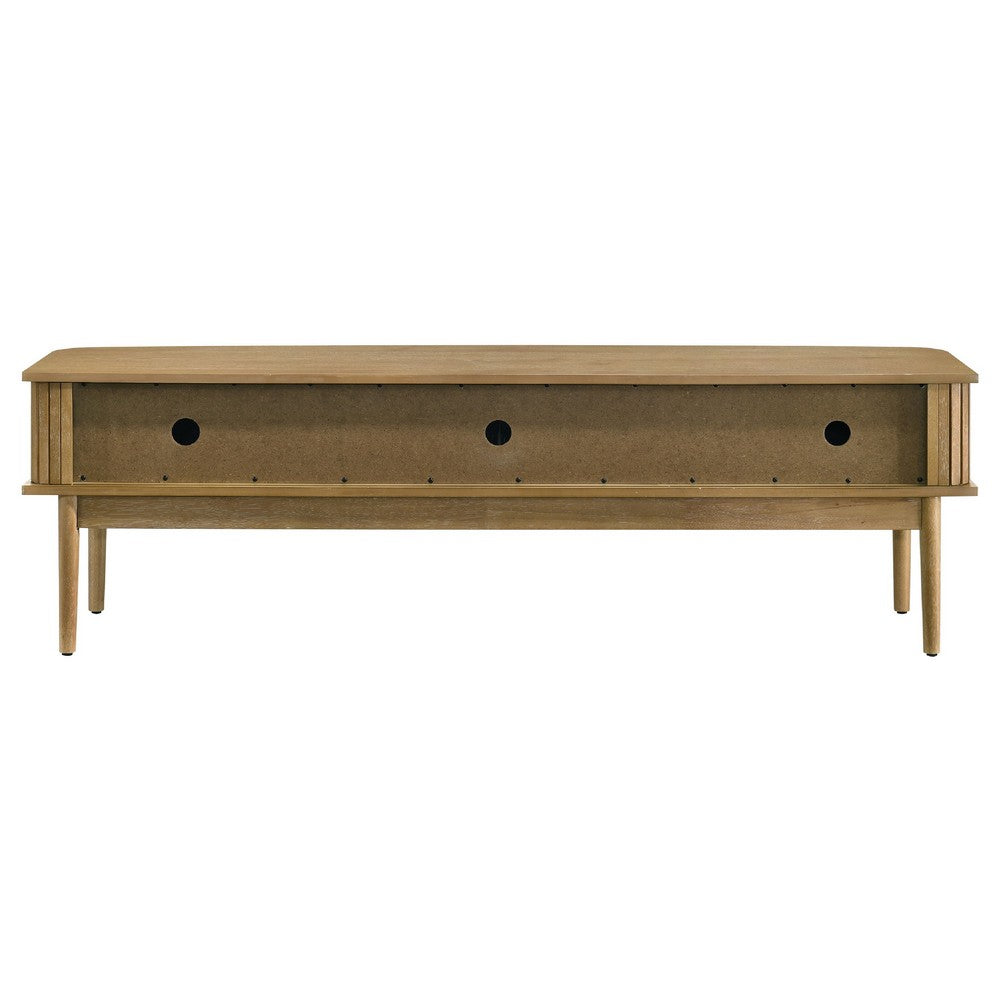 Elora TV St& Media Console with Reeded Doors | Brown Rubberwood 71"