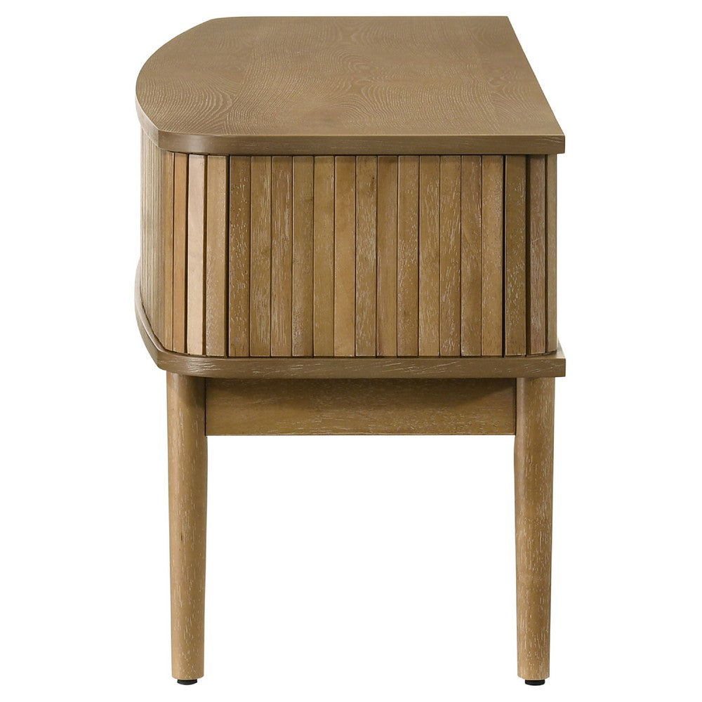 Elora TV St& Media Console with Reeded Doors | Brown Rubberwood 71"
