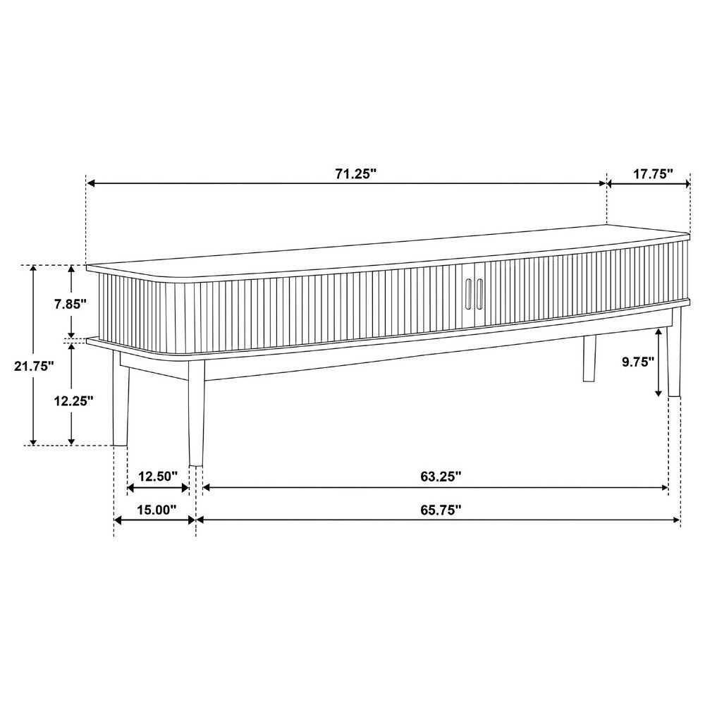 Elora TV St& Media Console with Reeded Doors | Brown Rubberwood 71"