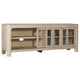 Pira TV St& Media Console with 2 Glass Door Cabinets | Brown Wood 71"