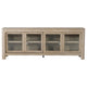 Pira TV St& Media Console with 2 Glass Door Cabinets | Brown Wood 71"