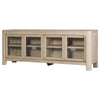 Pira TV St& Media Console with 2 Glass Door Cabinets | Brown Wood 71"
