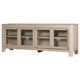 Pira TV St& Media Console with 2 Glass Door Cabinets | Brown Wood 71"