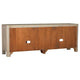 Pira TV St& Media Console with 2 Glass Door Cabinets | Brown Wood 71"