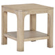 Pira Square Side-End Table | Open Shelf | Distressed Brown Wood 22"